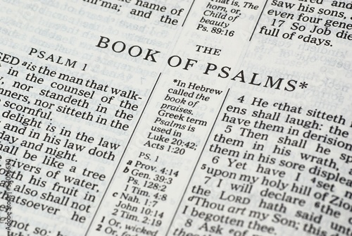 Holy Bible opened on the Book of Psalms photo