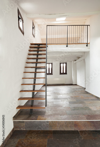 interior rustic house  large room with staircase