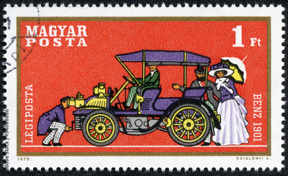 stamp printed by Hungry, show retro car
