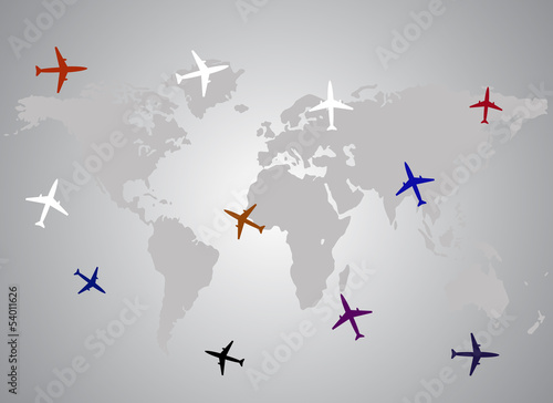 Airplanes and map grey