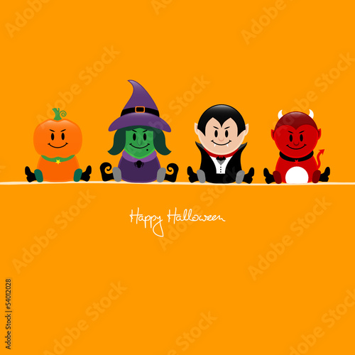 Halloween Pumpkin, Witch, Vampire & Devil