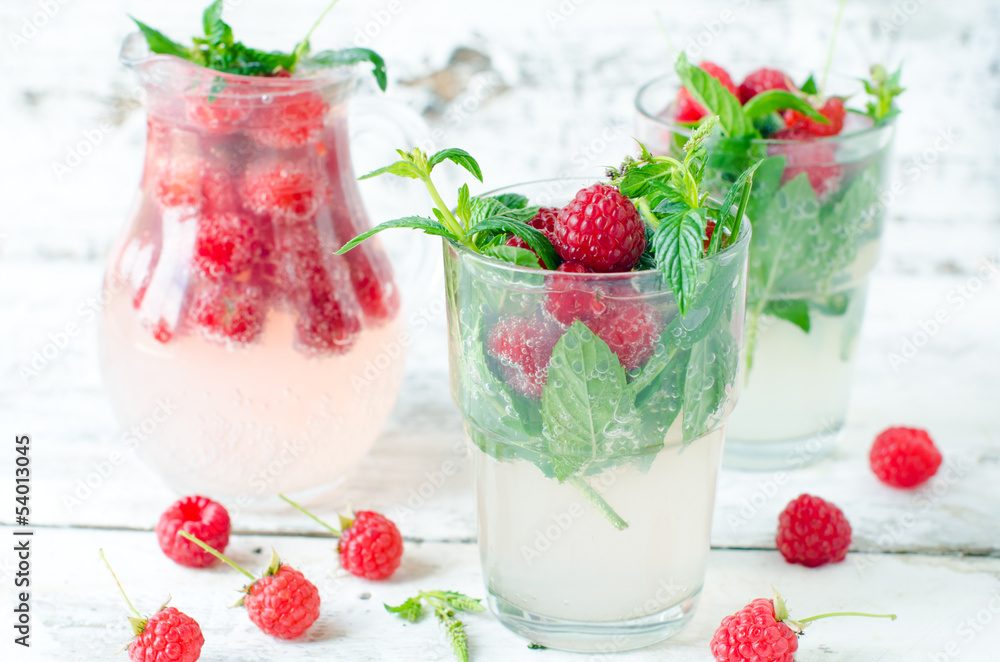 Lemonade with raspberry and mint Lemonade with raspberry and mint