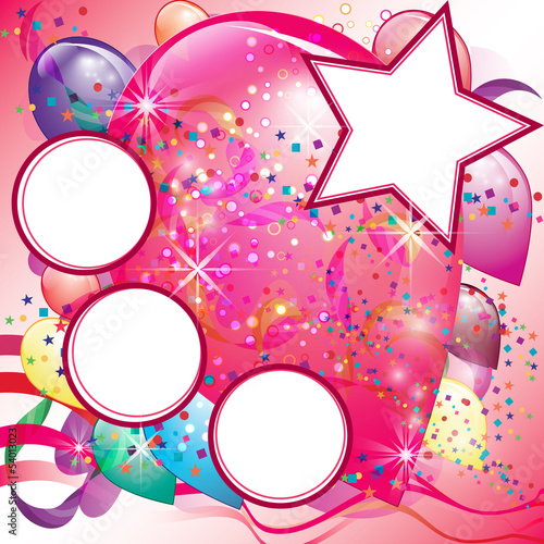 Balloons Party Invitation card for Girl with white space