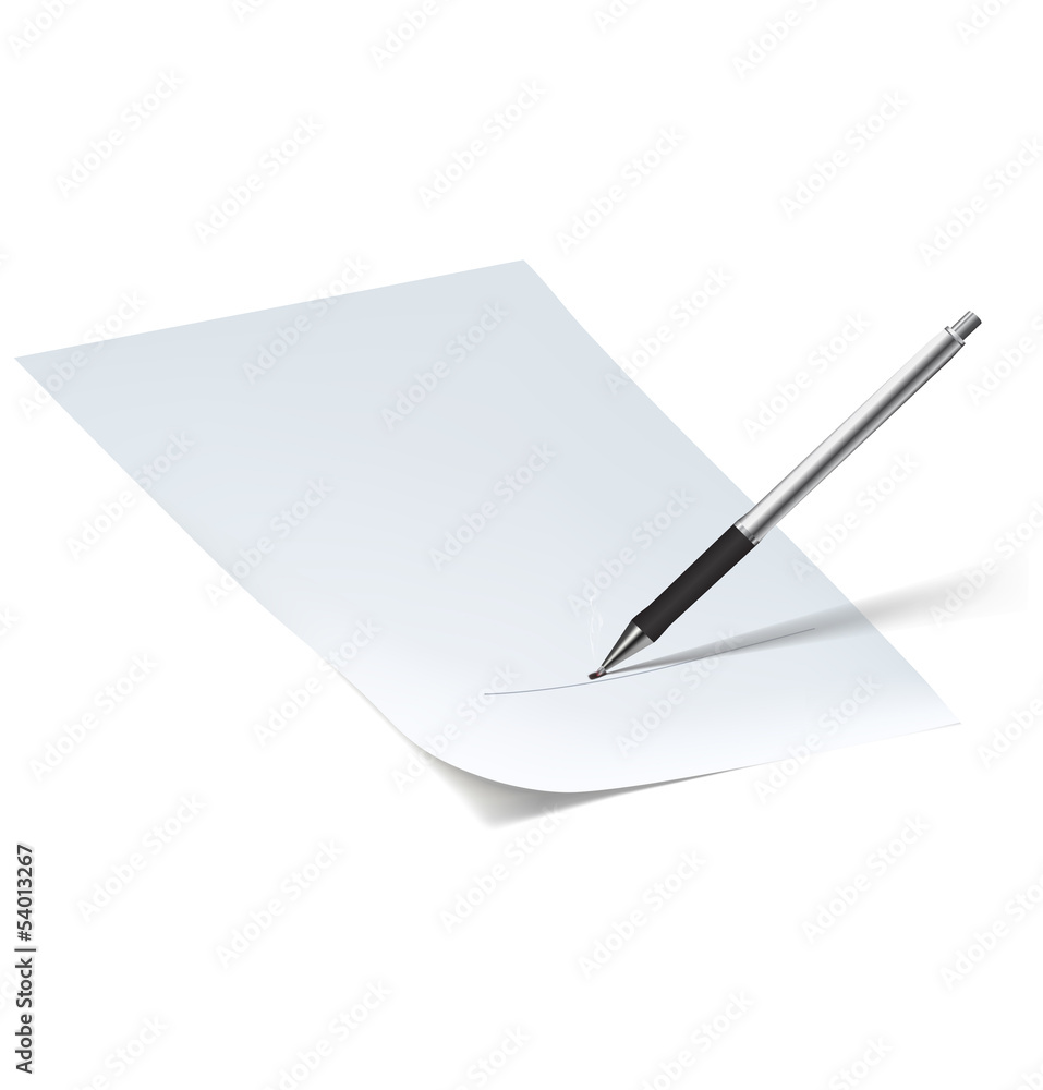 Naklejka premium Pen and burnt paper. Vector illustration