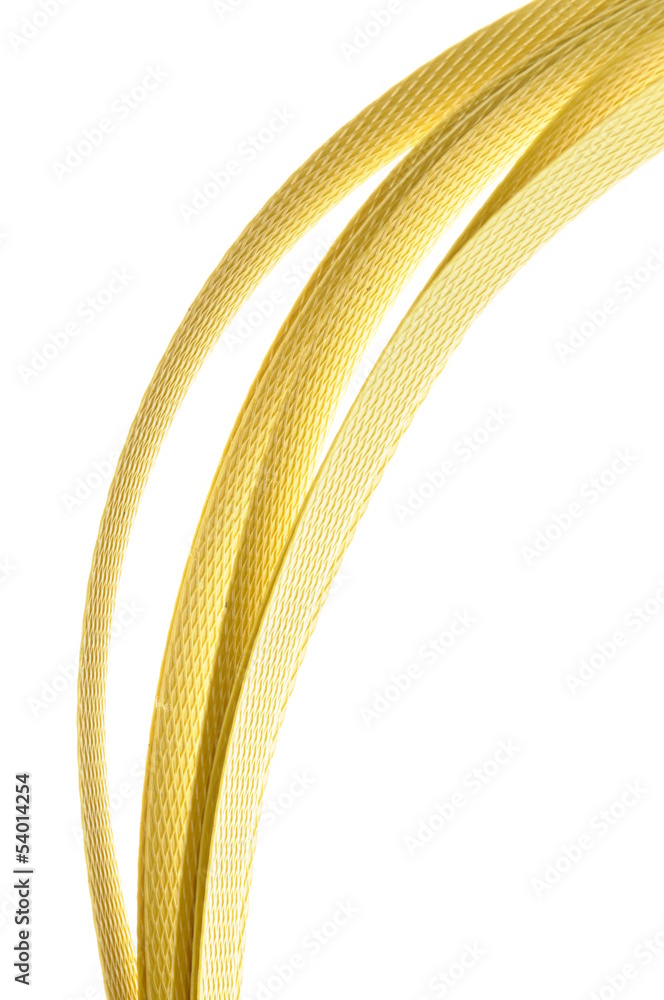 Fototapeta premium Yellow tape lines isolated om white background
