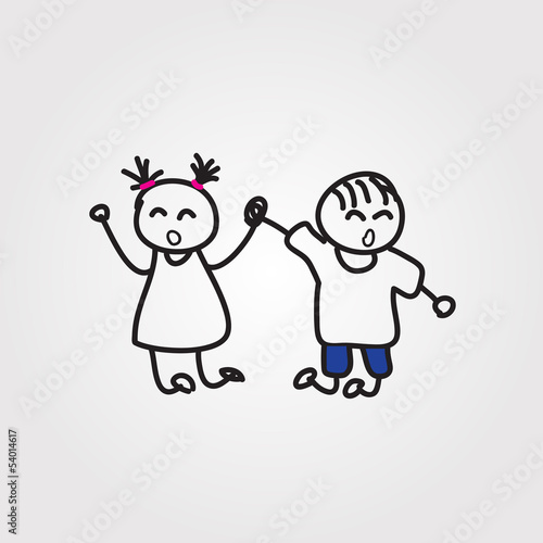 children vector hand drawn