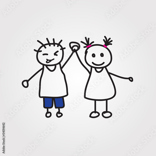children vector hand drawn