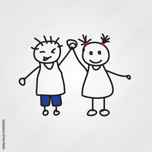 children vector hand drawn