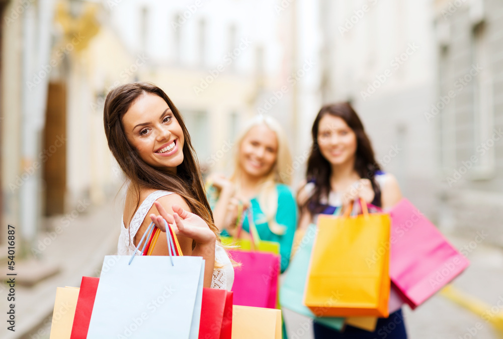 girls with shopping bags in ctiy girls with shopping bags in ctiy