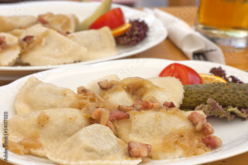 Dumplings with meat in restaurant traditional Polish food