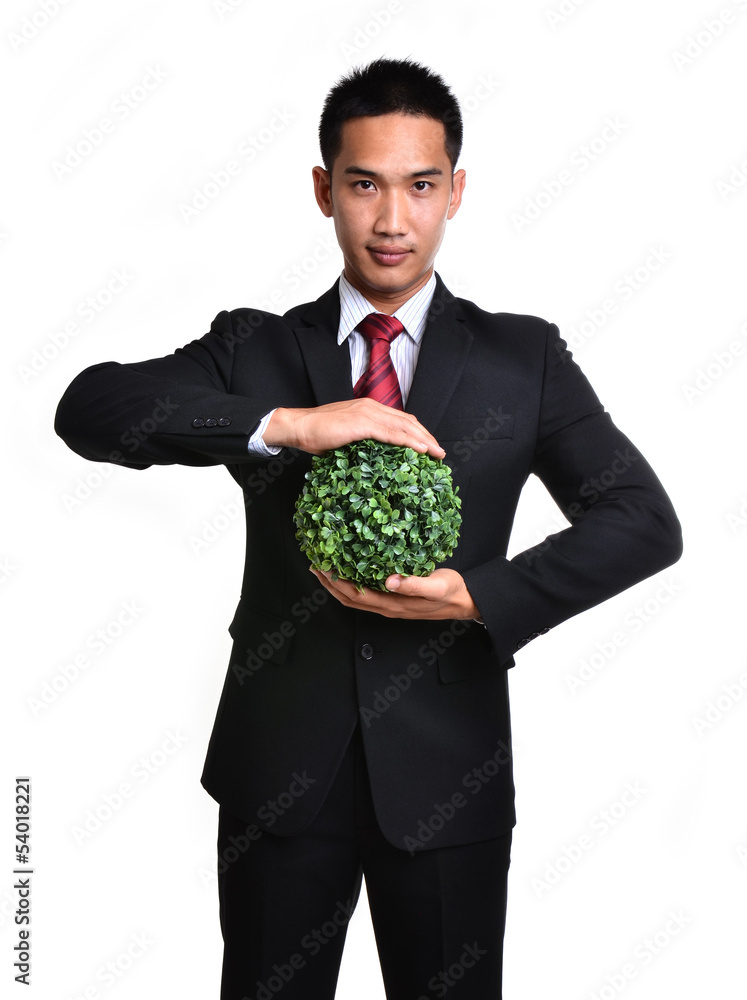 bussiness man with future eco - green energy concept