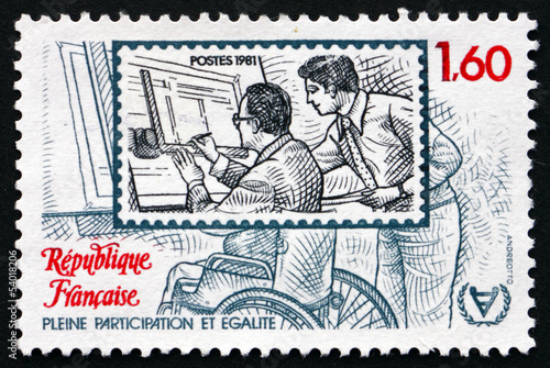 Postage stamp France 1981 Disabled Man on Workplace