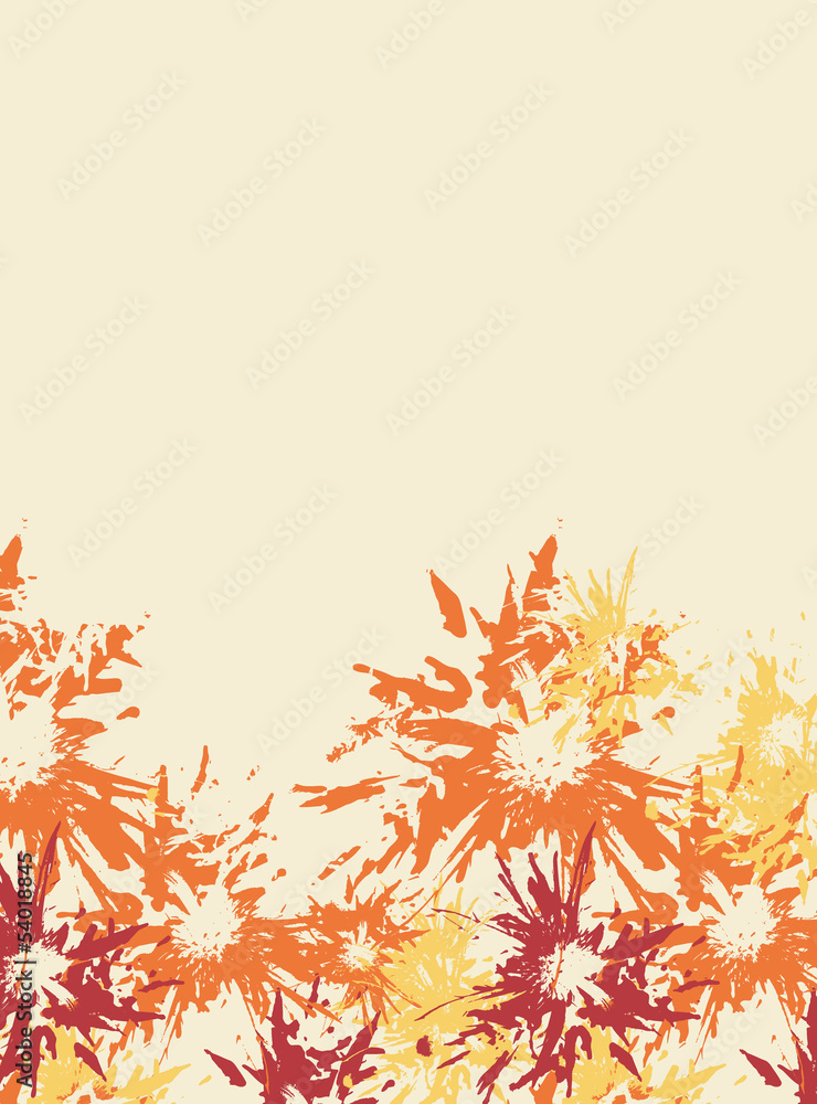 Orange abstract floral background, vector