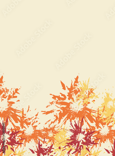 Orange abstract floral back...