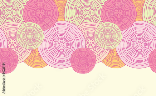 Vector doodle circle texture horizontal seamless pattern