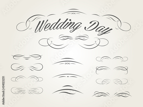 Vector set of calligraphic design elements for wedding cards