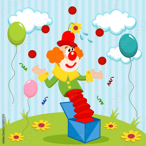 clown juggles balls - vector illustration