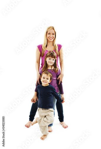 Pretty young mother with son and daughter