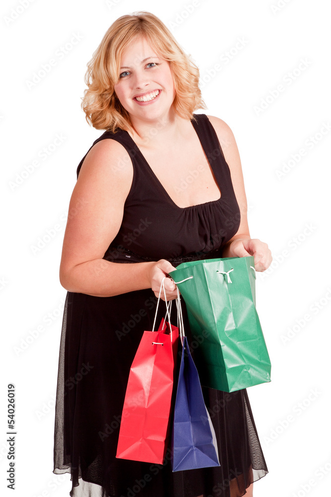 young blonde woman with shopping bags young blonde woman with shopping bags