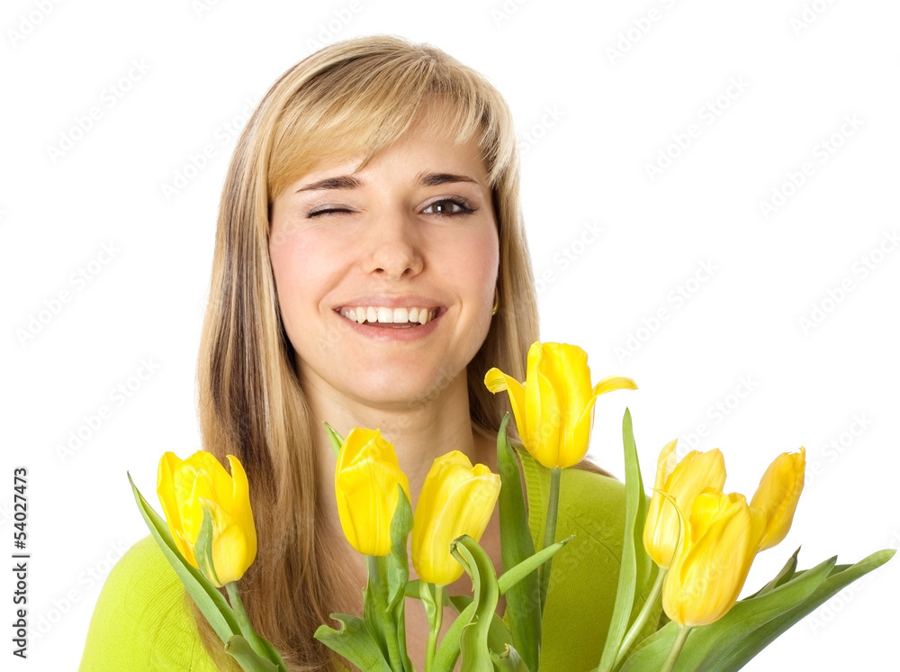 Girl with bouquet of tulips Girl with bouquet of tulips