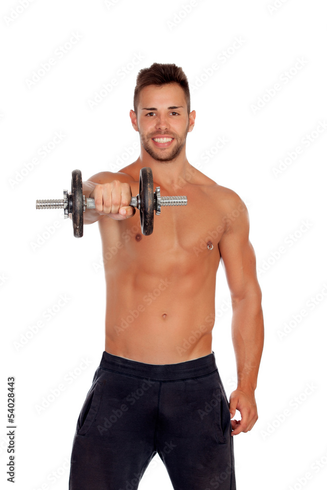 Muscled guy lifting weights Muscled guy lifting weights