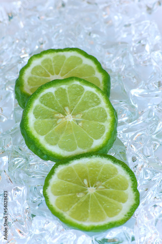 Lime isolated on a ice background