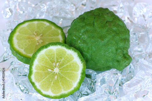 Lime isolated on a ice background