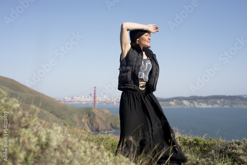 Woman posing on some headlands