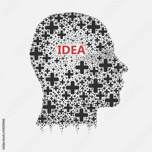 Human head thinking, creating new idea