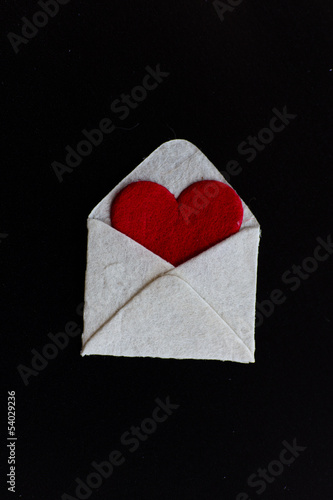 love heart on the black background