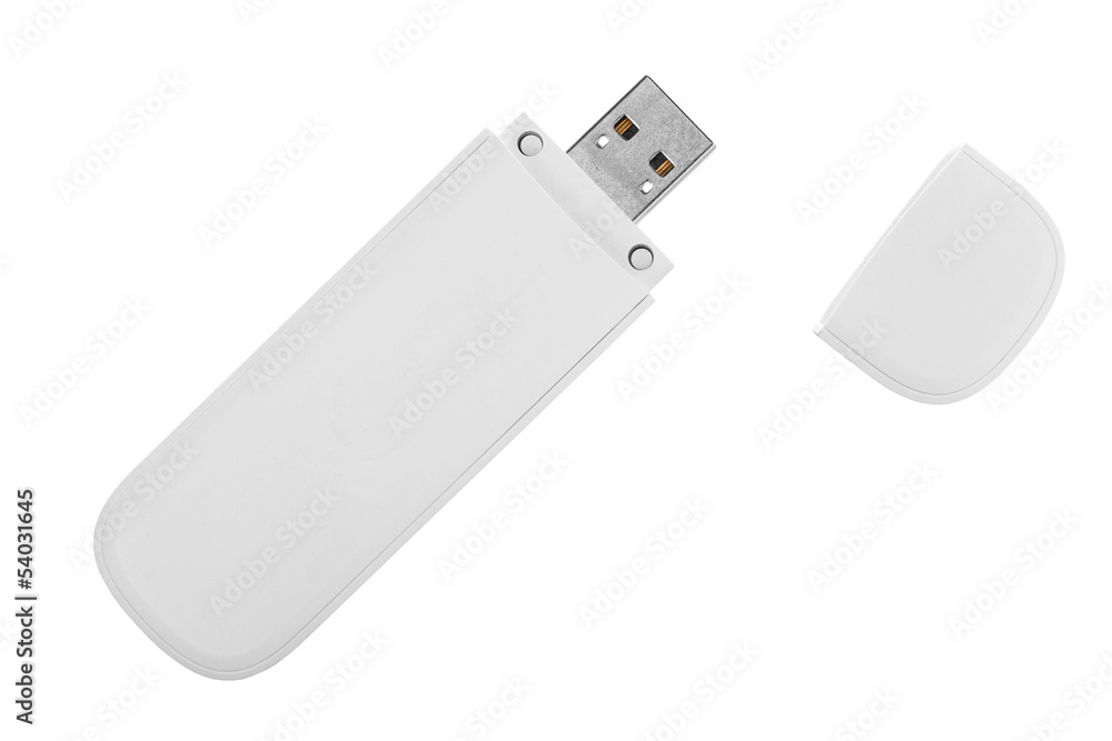 White usb flash drive isolated on the white background White usb flash drive isolated on the white background