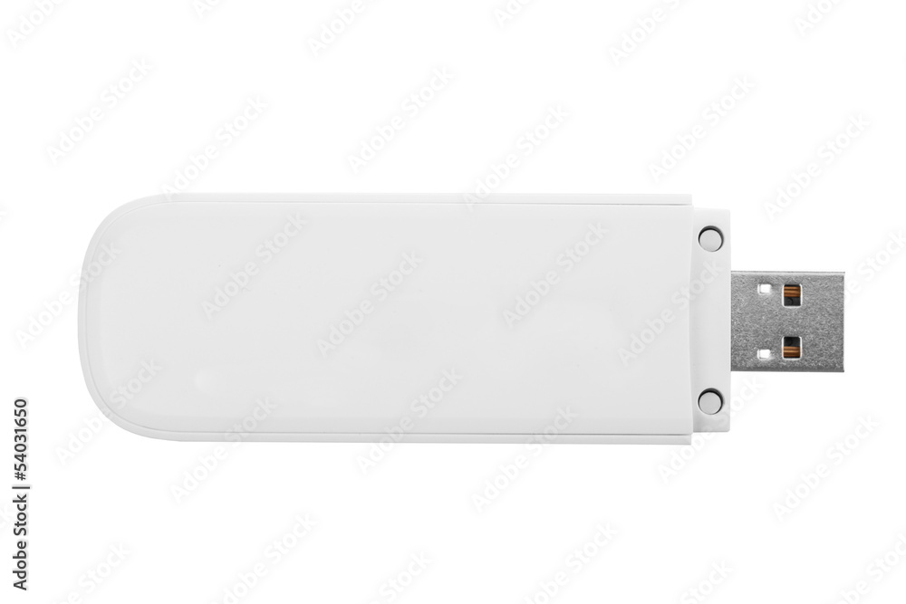 White usb flash drive isolated on the white background White usb flash drive isolated on the white background
