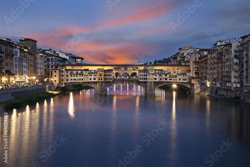 Ponte Vecchio bridge at sunset. Florence, Italy
