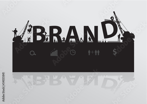 Construction site crane building brand text idea concept