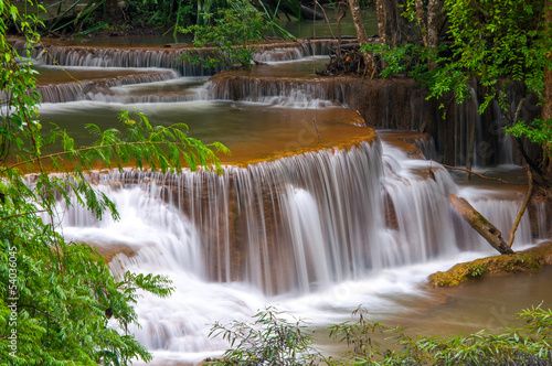Waterfall in deep rain forest jungle (Huay Mae Kamin Waterfall i