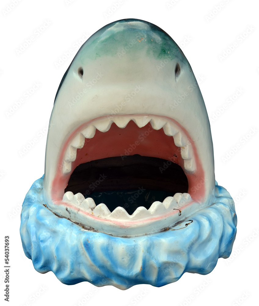 Naklejka premium Isolation Of A Grungy Novelty Plastic Shark's Head