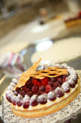 Closeup of delicious rasperry cake photo