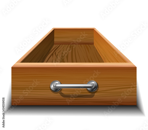 Opened wood drawer