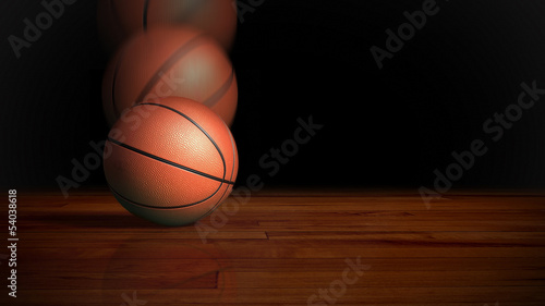 basketball falling on wood floor © RealCG