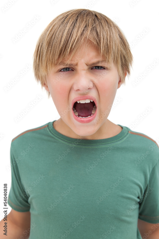 Furious little boy shouting Furious little boy shouting