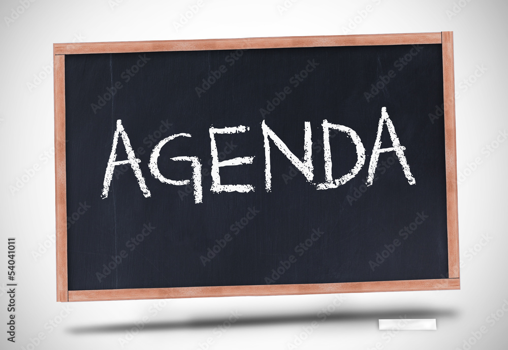 Agenda written on blackboard Agenda written on blackboard