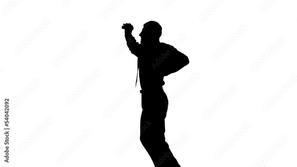 Silhouette of a man jumping on white background Silhouette of a man jumping on white background