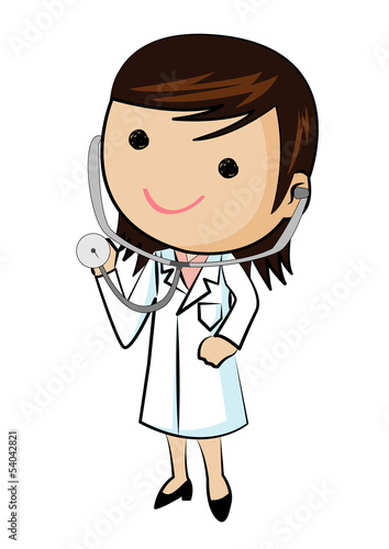 Female doctor wearing stethoscope, vector