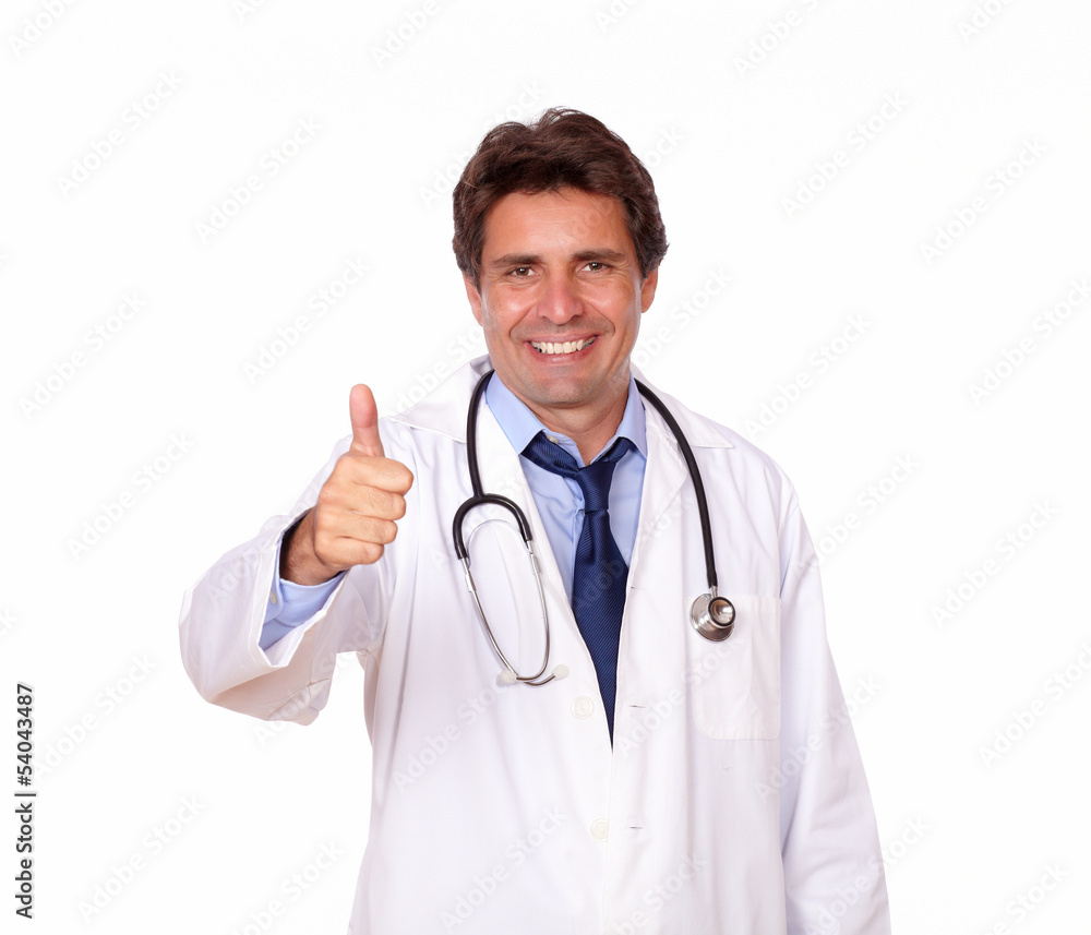 Handsome medical doctor showing you ok sign Handsome medical doctor showing you ok sign