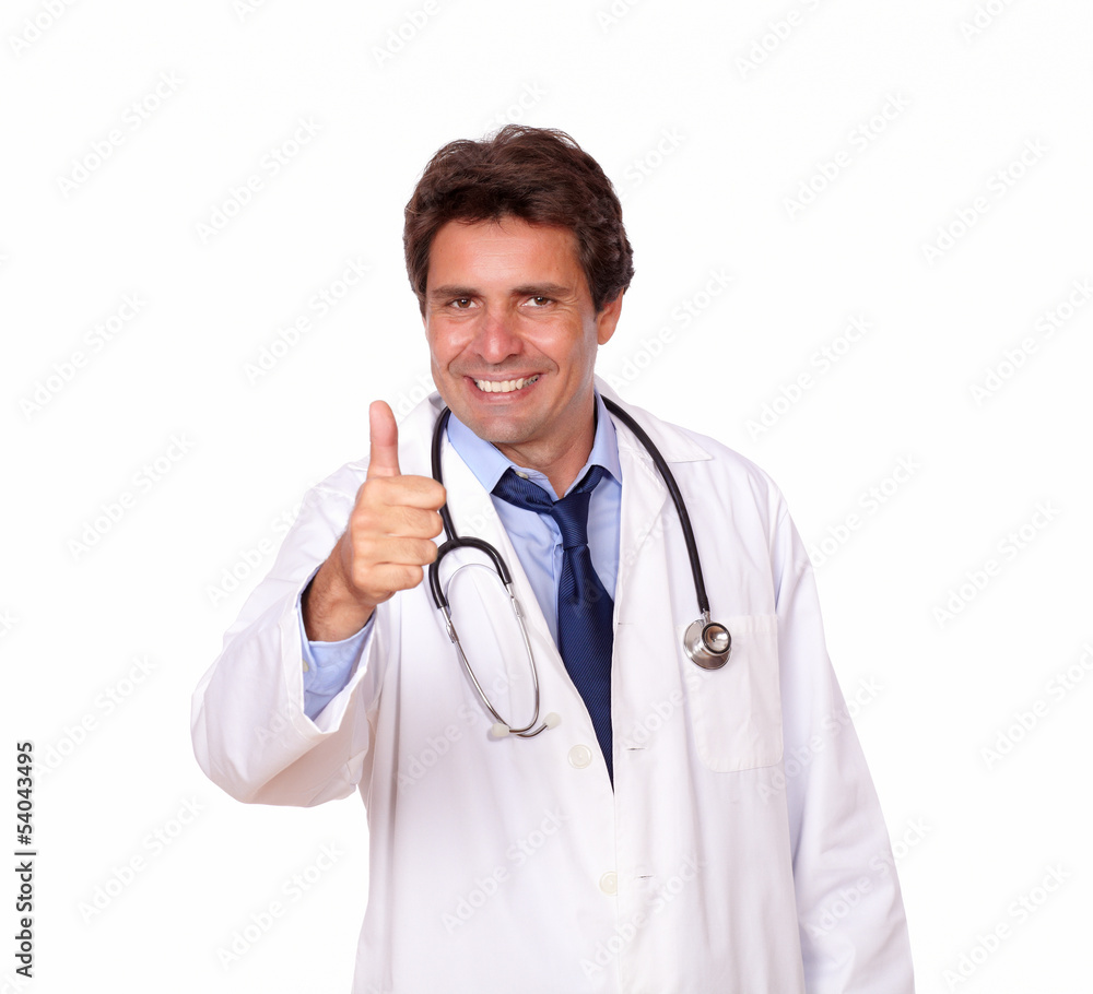 Smiling medical doctor showing you ok sign Smiling medical doctor showing you ok sign
