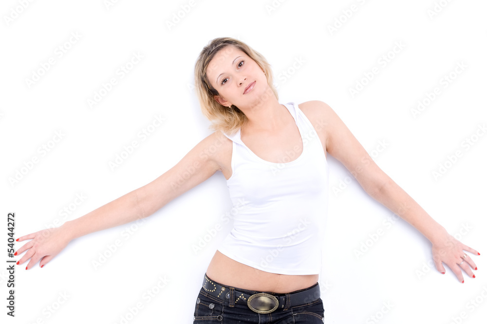 shot of a young blonde woman