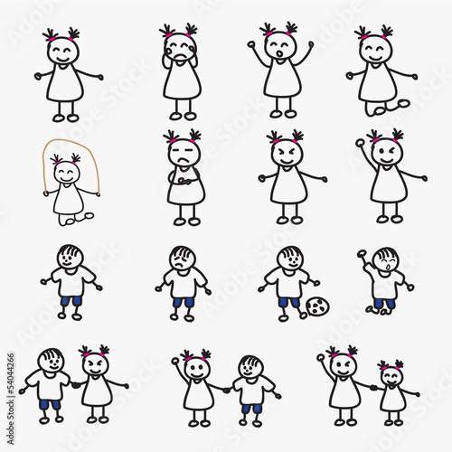 set of child avatars