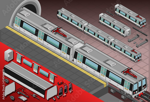 Isometric Metro Wagons in the Station