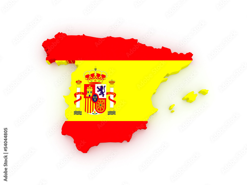 Obraz premium Three-dimensional map of Spain.