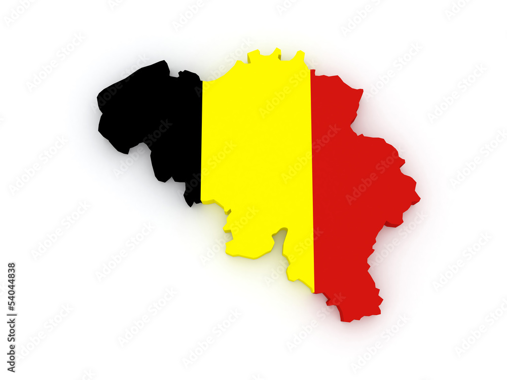Obraz premium Three-dimensional map of Belgium.